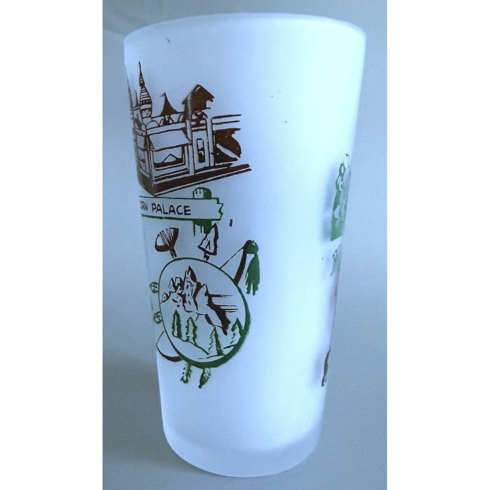 South Dakota Vtg 1960s State Landmarks Frosted Glass Tumbler Enamel Paint 5